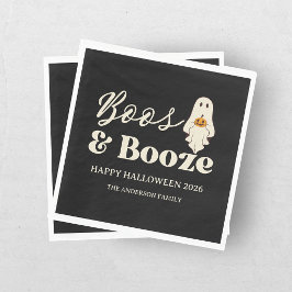 Servilleta De Papel Retro Fantasmas y Bebidas Espeluznante Halloween