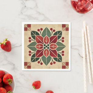 Servilleta De Papel Retro Festividad Floral Folclore Arte Poinsettia D