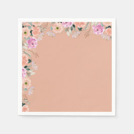 Servilleta De Papel Retro floral Rosa turbio (sin texto)