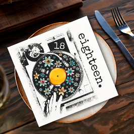 Servilleta De Papel Retro Floral Turnable 18º Cumpleaños 18