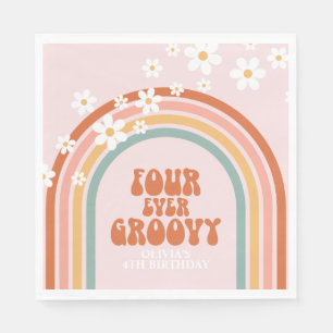 Servilleta De Papel Retro Four Ever Groovy margarita arcoíris cumpleañ