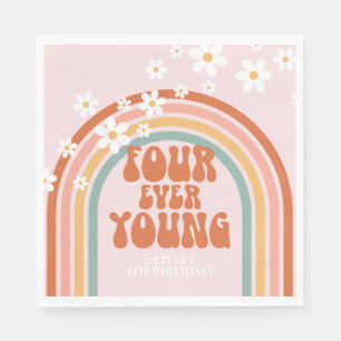 Servilleta De Papel Retro Four Ever Young margarita arcoíris cumpleaño