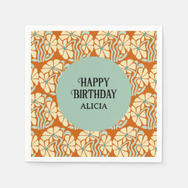 Servilleta De Papel Retro Funky Groovy Boho Cumpleaños Botánico