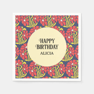 Servilleta De Papel Retro Funky Groovy Trippy Daisy Floral Cumpleaños