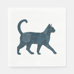 Servilleta De Papel Retro Funny Denim Parche Animal Cat T-Shirt