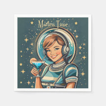 Retro Futurista Chica Astro Martini Time
