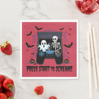 Servilleta De Papel Rétro Gamer Halloween - Squelette Borne d'arcade