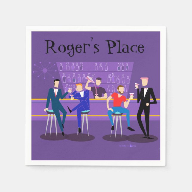 Servilleta De Papel Retro Gay Bar Cocktail Napins (Anverso)