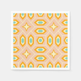 Servilleta De Papel Retro geometric pattern with hexagons and stars