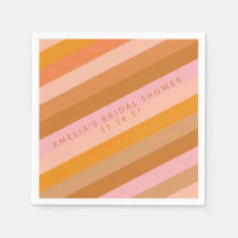 Retro Geométrico Pink Terracotta Bridal Shower Nom