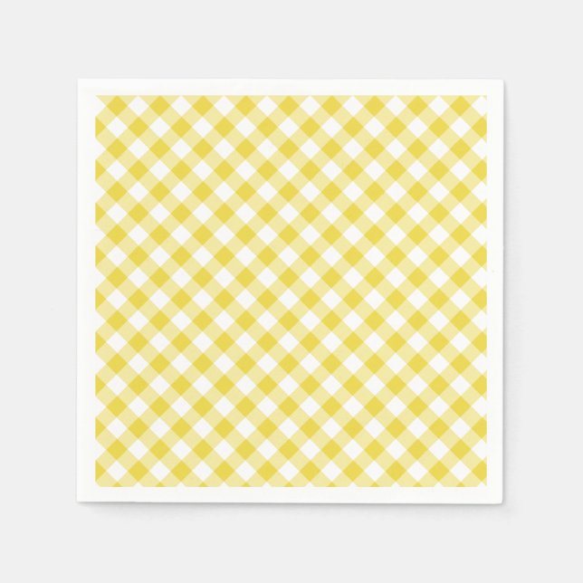 Servilleta De Papel Retro Gingham Golden Yellow (Anverso)