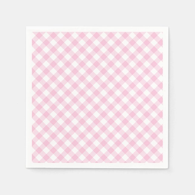 Servilleta De Papel Retro Gingham Light Pink (Anverso)