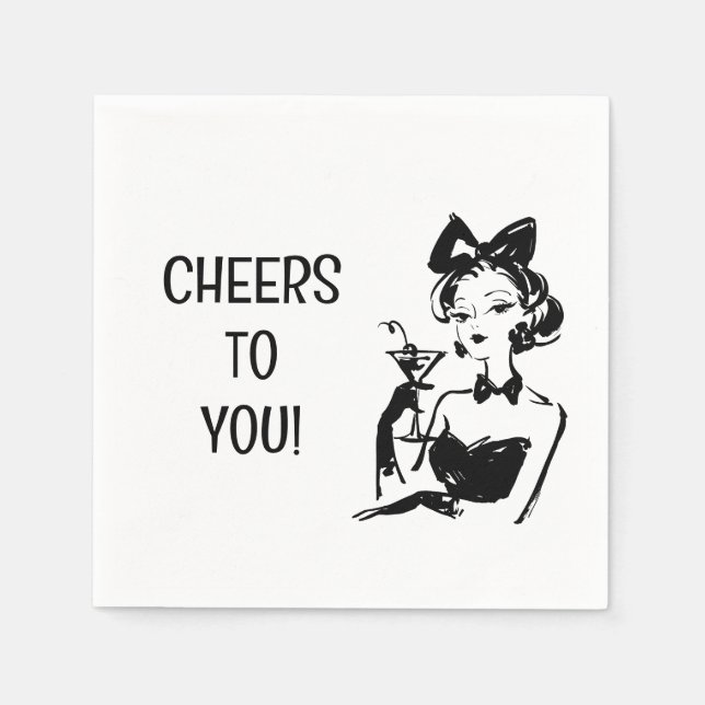 Servilleta De Papel Retro Glam Martini Diva Design (Anverso)