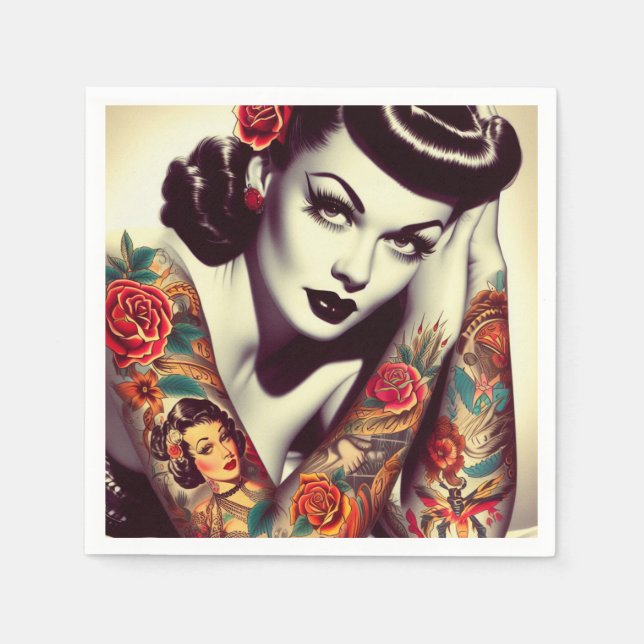 Servilleta De Papel Retro Glam Pin-up (Anverso)