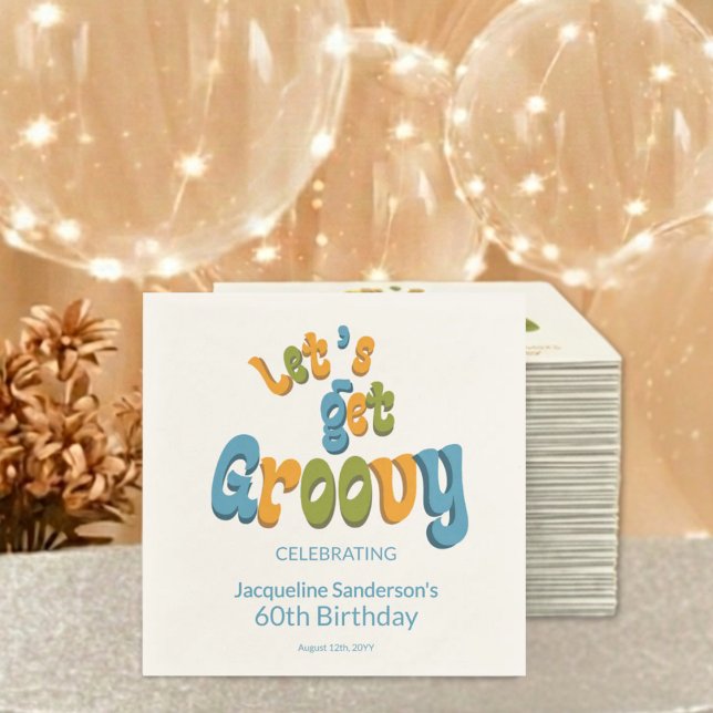 Servilleta De Papel Retro Groovy 60th Birthday Party (Subido por el creador)