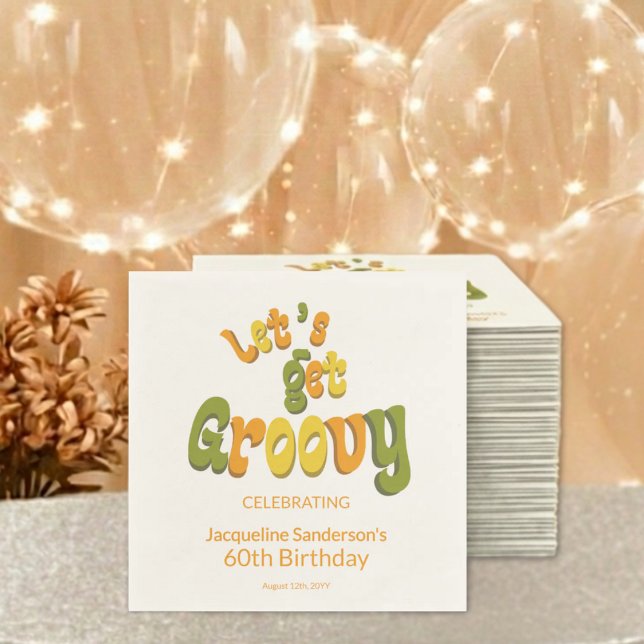 Servilleta De Papel Retro Groovy 60th Birthday Party (Subido por el creador)