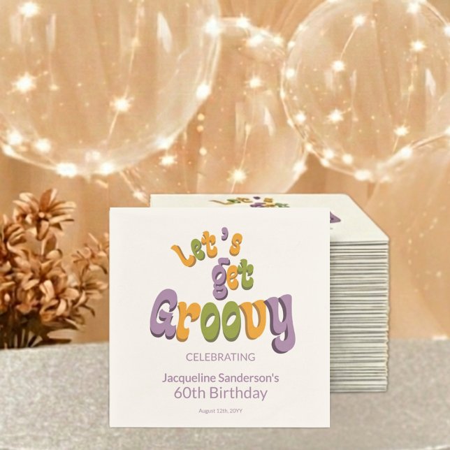 Servilleta De Papel Retro Groovy 60th Birthday Party (Subido por el creador)