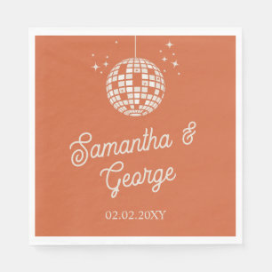 Servilleta De Papel Retro Groovy 70 Ivory Naranja Photo Disco Boda
