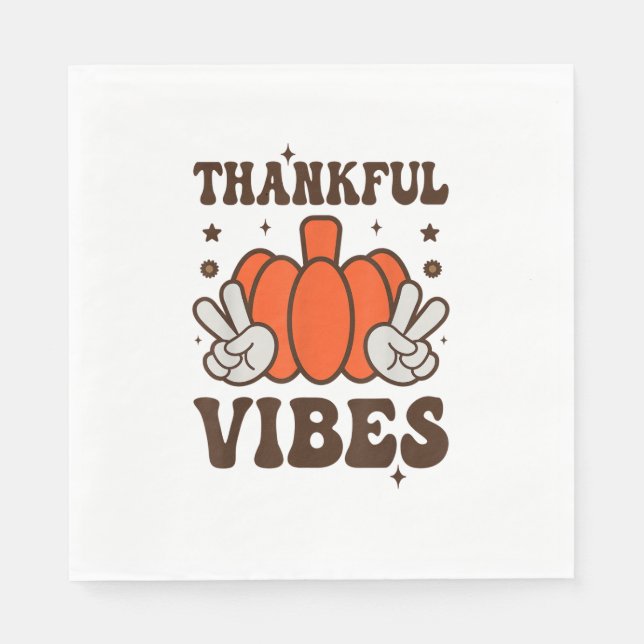 Servilleta De Papel Retro Groovy Agradecimientos Vibes Turquía caen Th (Anverso)