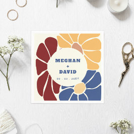 Servilleta De Papel Retro Groovy Boho Moda Boda Floral