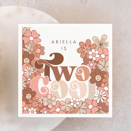 Servilleta De Papel Retro Groovy Dos Chicas de Guay Segundo Cumpleaños