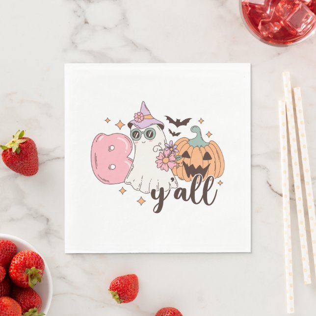 Servilleta De Papel Retro Groovy Halloween Spooky Boo Y'all (In situ)