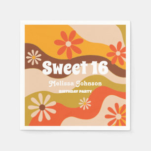 Servilleta De Papel Retro Groovy Hippie Flower Sweet 16