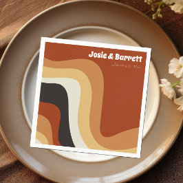 Servilleta De Papel Retro Groovy Naranja marrón funky Boda de 70