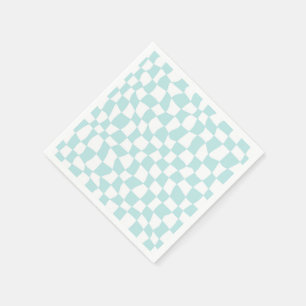 Servilleta De Papel Retro Groovy Pastel Blue Check ered