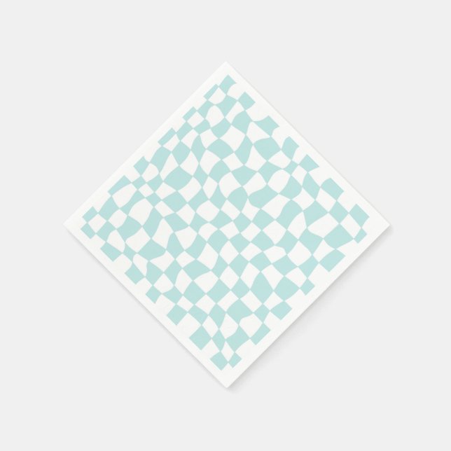 Servilleta De Papel Retro Groovy Pastel Blue Check ered (Borde)