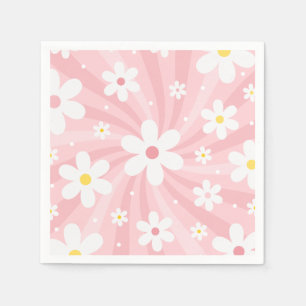 Servilleta De Papel Retro Groovy Sunshine rosa Daisy Floral Hippie