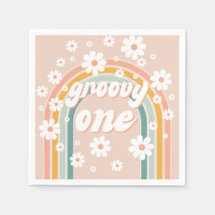 Servilleta De Papel Retro Groovy Un Boho Primer Cumpleaños