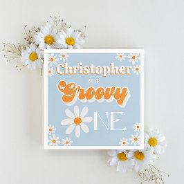 Servilleta De Papel Retro Groovy Un niño primer cumpleaños