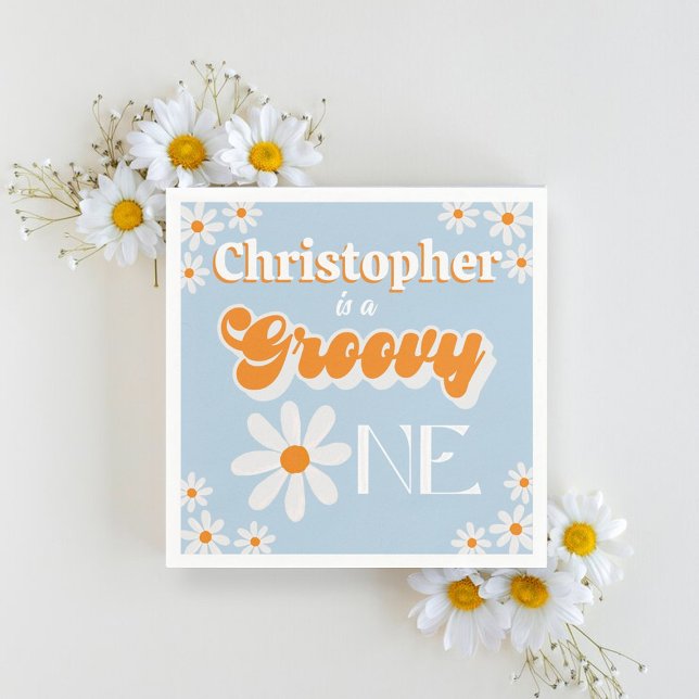 Servilleta De Papel Retro Groovy Un niño primer cumpleaños (Subido por el creador)