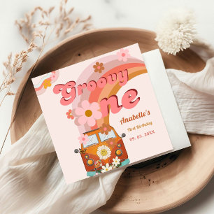 Servilleta De Papel Retro Groovy una fiesta de cumpleaños de las flore