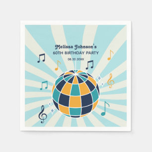 Servilleta De Papel Retro Groovy Wave Disco Ball Musical Blue Birday