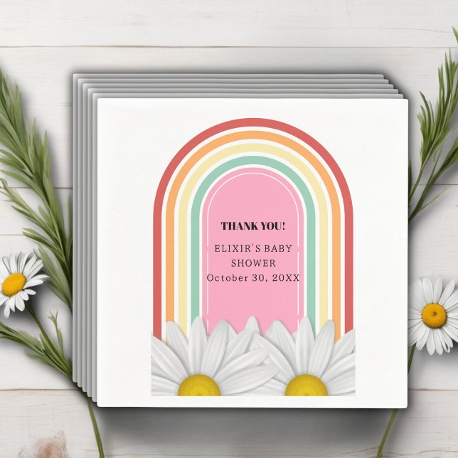 Servilleta De Papel Retro Half Daisy Baby Shower (Subido por el creador)
