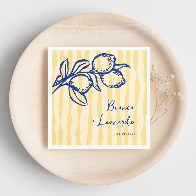 Servilleta De Papel Retro Hand Drawn Handwritten Blue Italian Wedding (Subido por el creador)