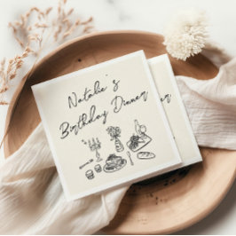 Servilleta De Papel Retro Hand Drawun Fun Birthday Quirky Cena