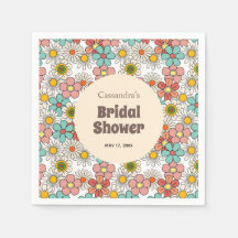 Retro Hippie Groovy Flor ducha de novia