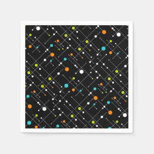 Servilleta De Papel Retro Hipster Black Space Age Atomic