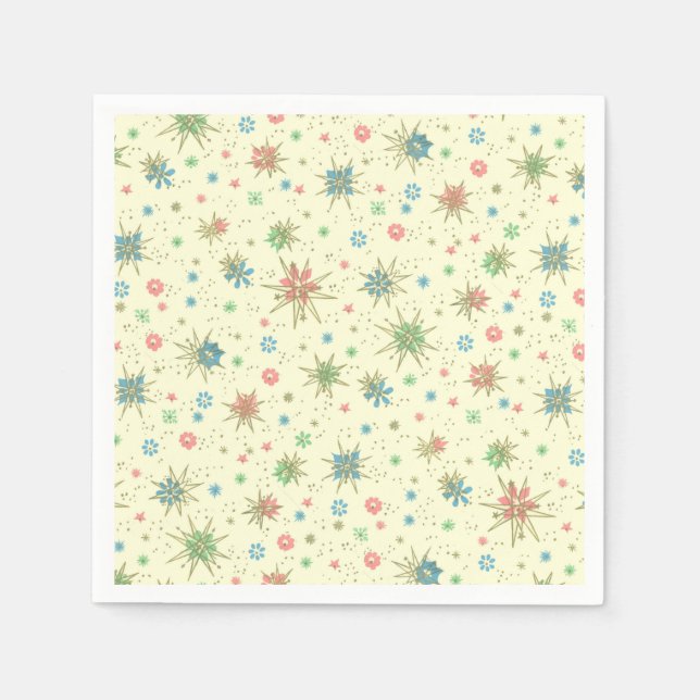 Servilleta De Papel Retro Hipster Space Age Atomic Starburst (Anverso)