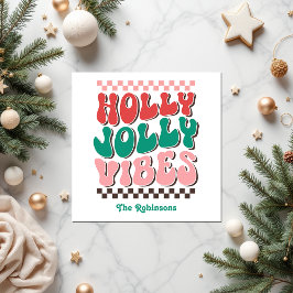 Servilleta De Papel Retro Holly Jolly Vibes Personalizado Navidades Fi