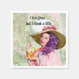 Servilleta De Papel Retro Housewife Sun Gorra Cocktail Flowers