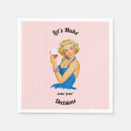 Servilleta De Papel Retro Housewife Wine Pink Stripe