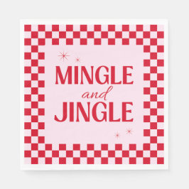 Servilleta De Papel Retro Jingle And Mingle Christmas Checkerboard Red