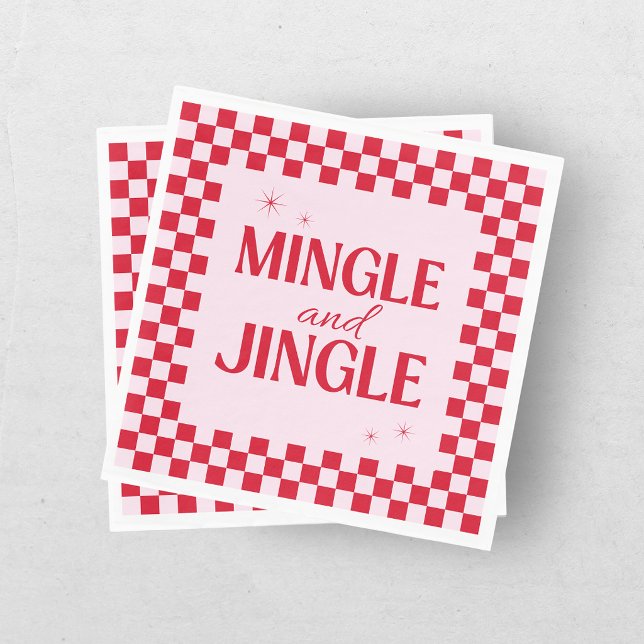 Servilleta De Papel Retro Jingle And Mingle Navidad Ajedrezado Rojo (Subido por el creador)