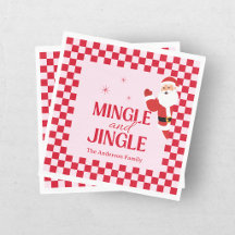 Retro Jingle And Mingle Navidad Ajedrezado Rojo