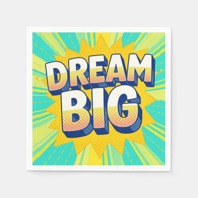 Servilleta De Papel Retro lettering dream big text (Anverso)