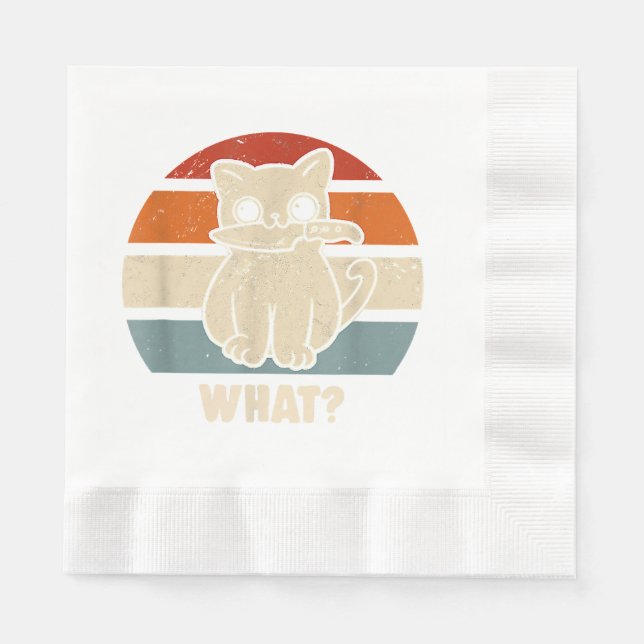Servilleta De Papel Retro Lo Que El Cuchillo De Gato Meve Gatos Kitty  (Anverso)